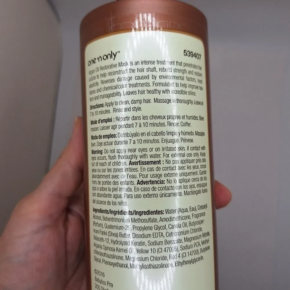 One N Only Argan Oil Restorative Hair Mask, 20 Oz pump bottle damaged hair